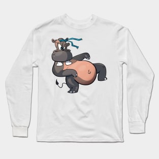 Funny Kung Fu Hippo Long Sleeve T-Shirt